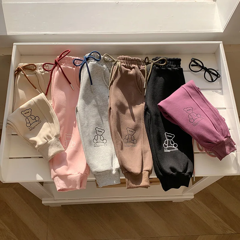 Pantalones de otoño para niños pequeños, pantalones de Color sólido, pantalones para correr, pantalones de chándal, trajes de moda informales, pantalones - imagen 2