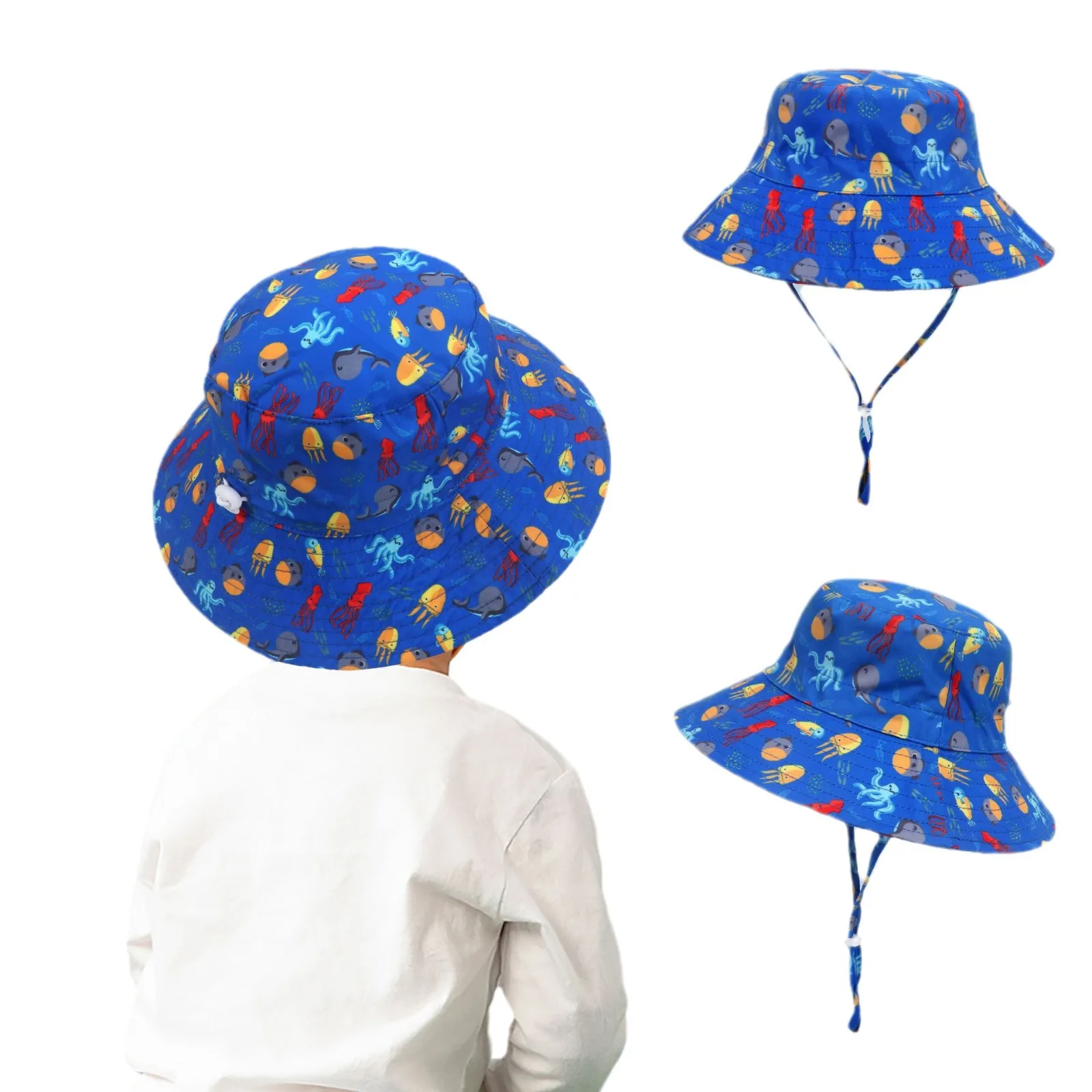 Sombrero de sol de verano de ala grande para niños, gorro de lavabo suave y transpirable para niños y niñas, sombrero de cubo para exteriores, sombrero de pesca/playa/verano UV - imagen 5