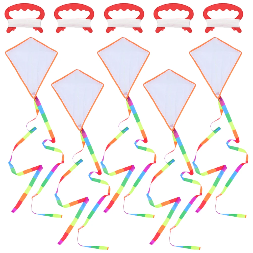 5 Juegos de cometas DIY para niños, juguetes artesanales, tablero de línea de 30m, Mini cometas de enseñanza en blanco para niños pequeños, Kit de proyecto hecho a mano al aire libre