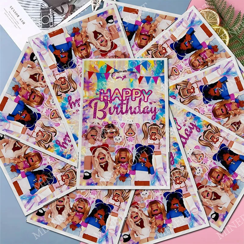 Roblox Pink Girl Series Bolsas de regalo Juego Surpriset Candy Goodie Kid Robot Personaje Favor Decoración para cumpleaños Fiesta de Halloween - imagen 4