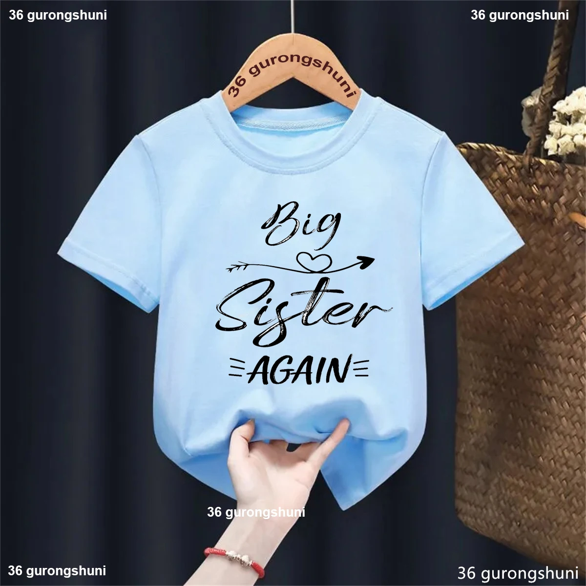 Camiseta de hermana mayor para niña con estampado de letras y flecha - imagen 3