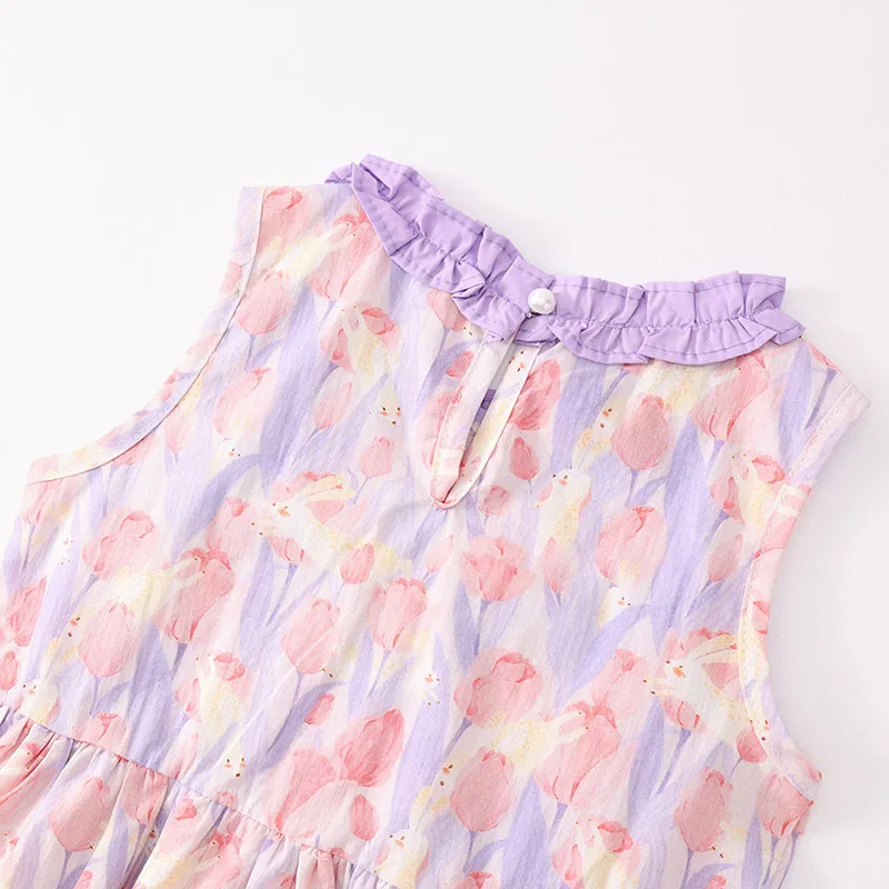 Conjunto de 2 piezas de ropa de verano para niño niña, moda coreana con estampado de flores, Tops sin mangas para bebé + Pantalones sueltos, ropa de Boutique para niño B124 - imagen 5