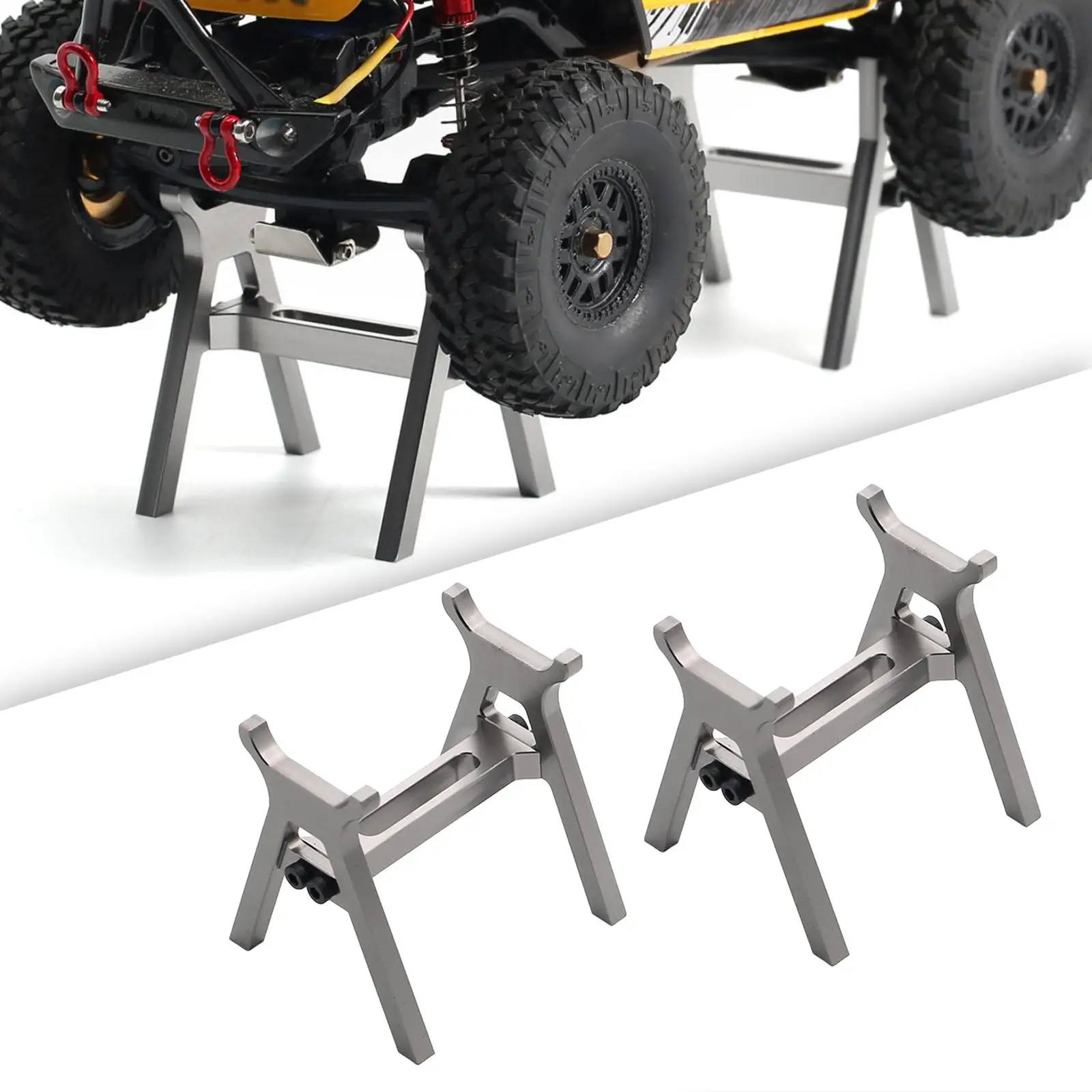 2Pcs RC Repair Workstation Jack Stand Metal Universal Work Support Platform for 1/18 1/24 Scale Model Crawler Vehicle Accesories