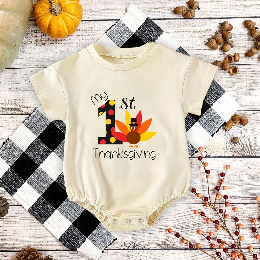 My 1st Thanksgiving Baby Bubbles Romper, body infantil para fiesta de otoño, camiseta de gran tamaño para bebé recién nacido, pelele, Ropa Retro