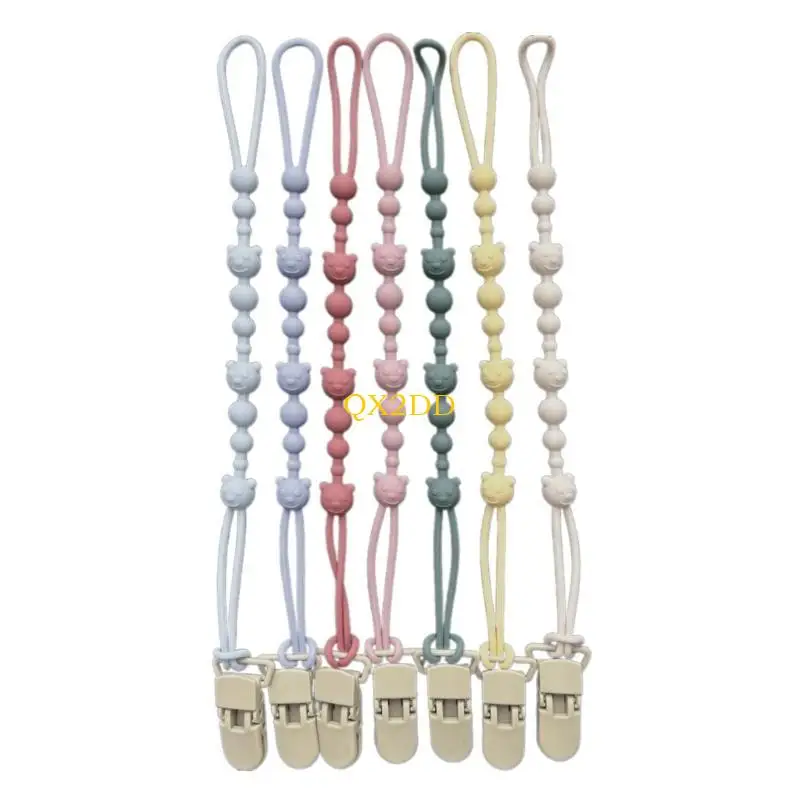 QX2D Pacificador silicona práctica Patrón osos Patrón osos Clip alimentos Pacificador silicona alimentos Clip - imagen 5