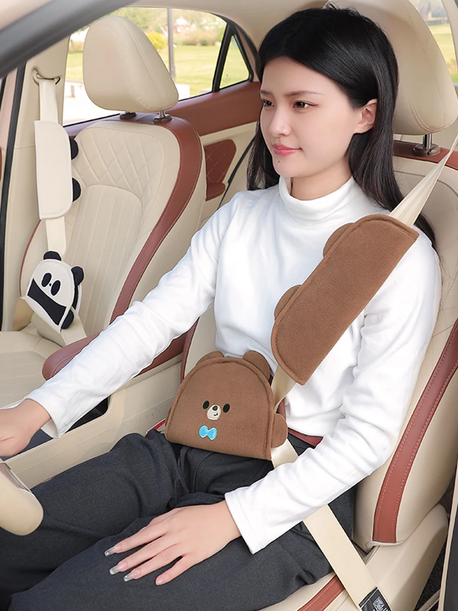 Protector de hombro para cinturón de seguridad de coche, cubierta protectora de cuello antipellizco para Interior de coche con bonitos dibujos para niños y bebés, ajustador de coche - imagen 4