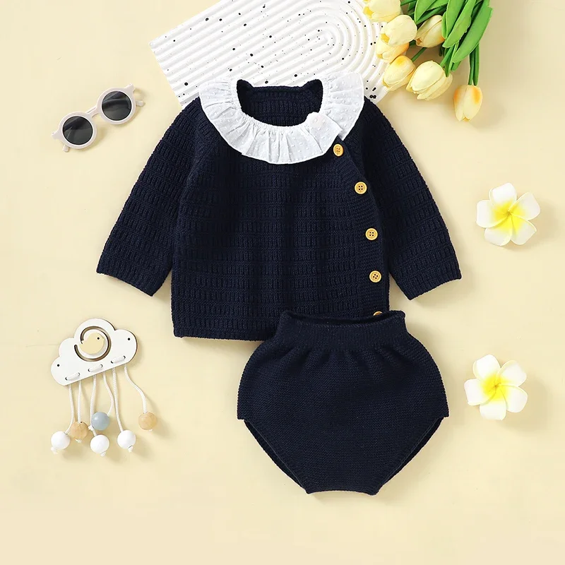 Conjunto bebé otoño suéter manga larga y pantalón jersey Turn-down - imagen 5
