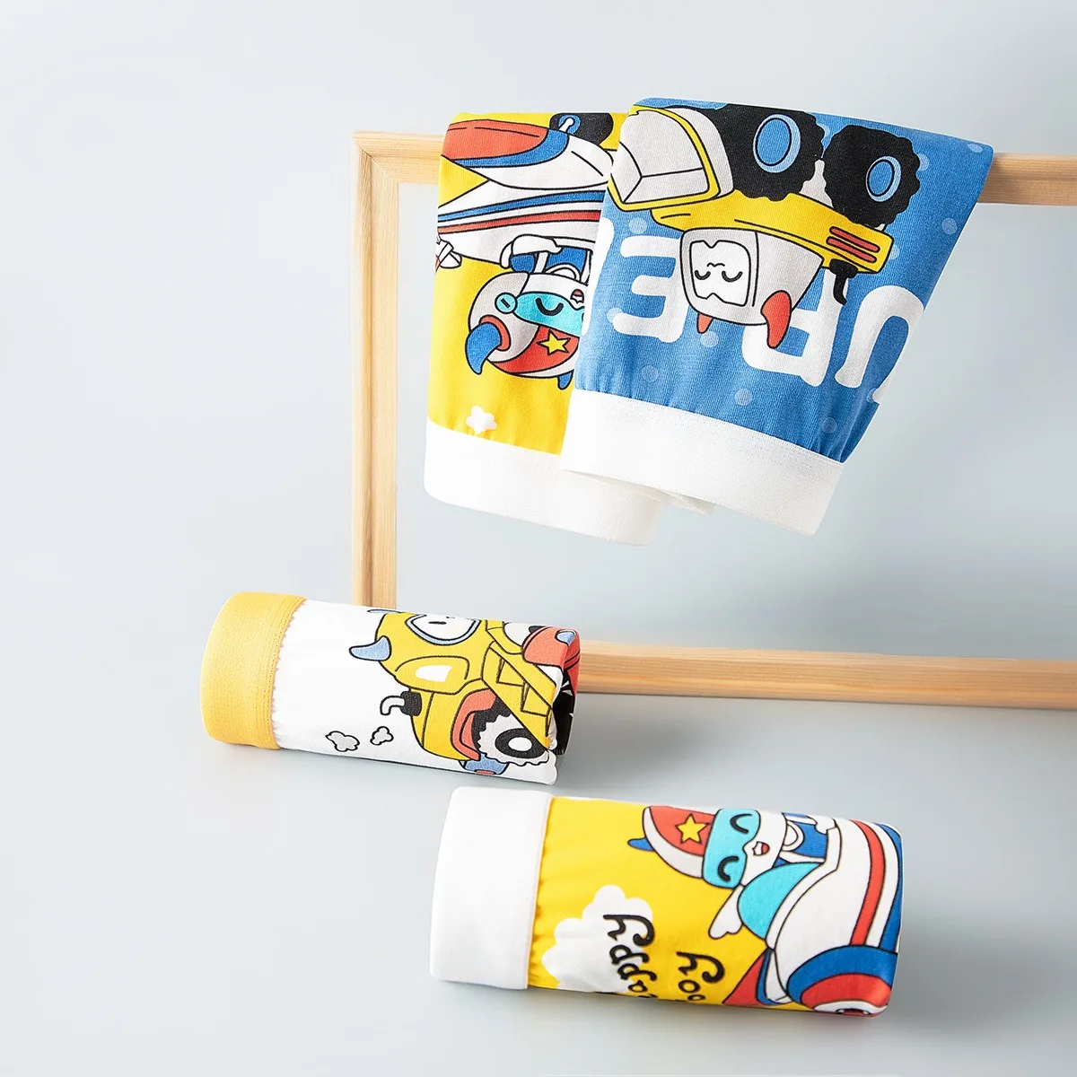 Calzoncillos Boxer de algodón para niños de 4 piezas, Boxers de sensación suave para niños, ropa interior con estampado que no se decolora, calzoncillos Boxer para niños con dibujos animados de coches y camiones - imagen 2