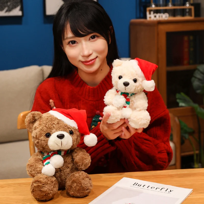 Oso de peluche navideño con bufanda y gorro para niños - imagen 4