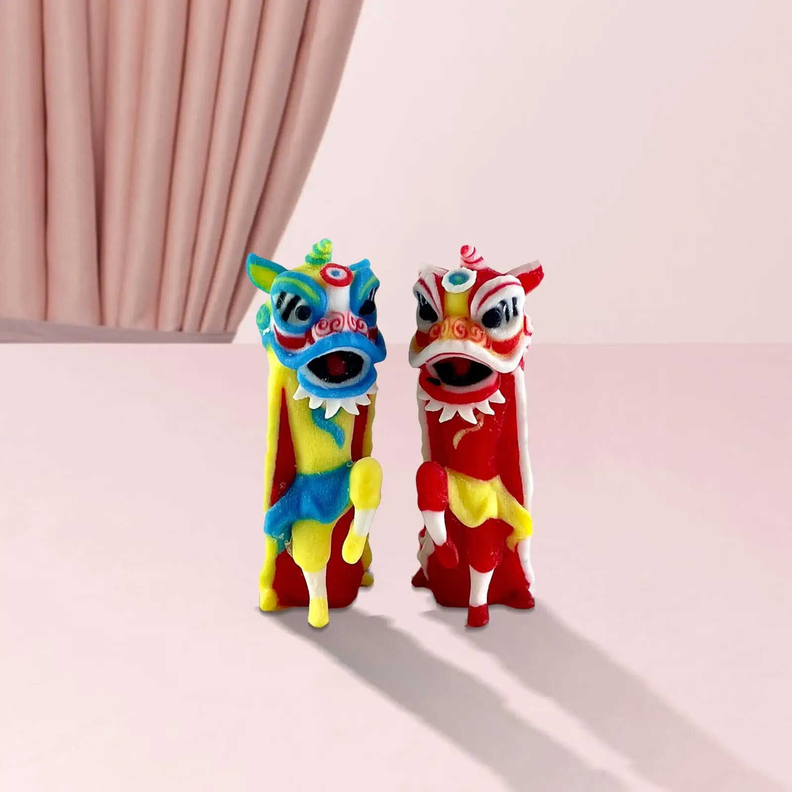 2Pcs 1/64 Scale Lion Dance Figure Tiny People Model for Scenery Landscape