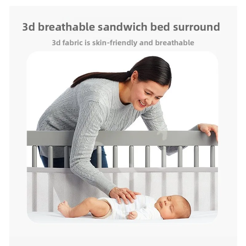 Revestimientos de parachoques de cuna transpirables, paquete de 2 protectores de cuna de malla para flujo de aire y seguridad, cubiertas antisufocación para riel de cama de bebé