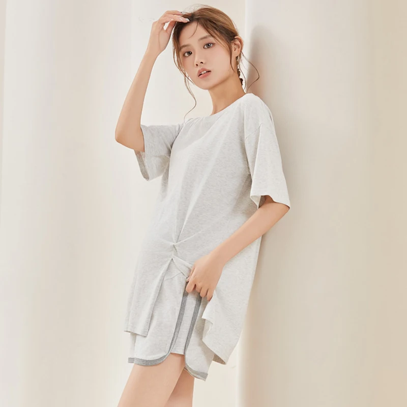 Pijamas de maternidad, conjunto de 2 uds., ropa de hogar para mujeres embarazadas, prendas de vestir exteriores de verano, ropa de embarazo transpirable de algodón puro, pijamas - imagen 5