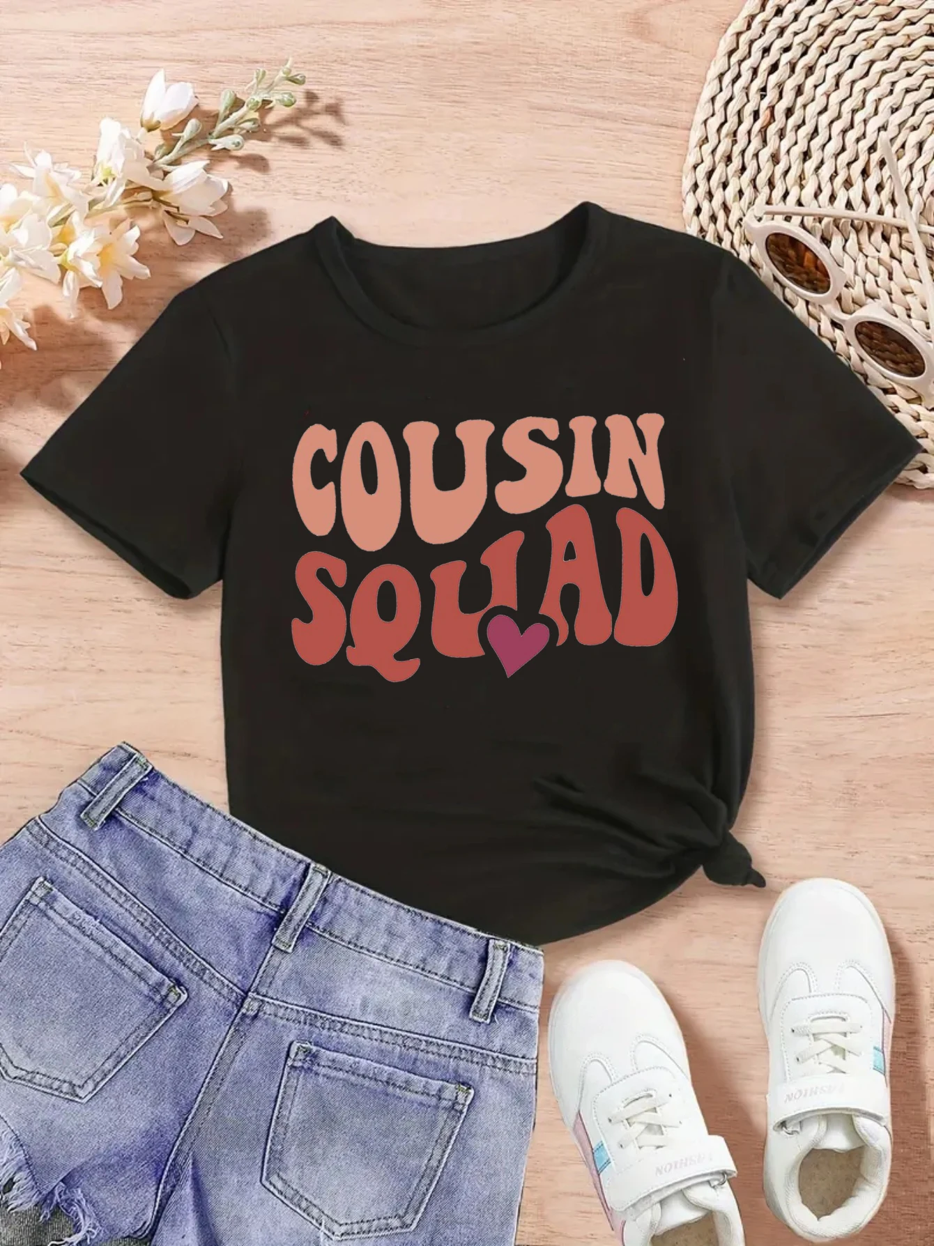 Camiseta manga corta Cosuin Crew con estampado de letras para niños - imagen 3