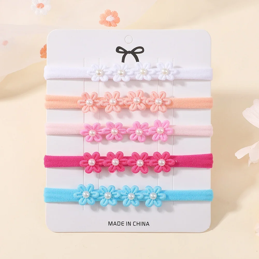 15 Uds. Conjunto de diademas con lazo para niñas, diademas de flores elásticas suaves, gorros bonitos para niños recién nacidos, accesorios para el cabello para niños pequeños - imagen 5