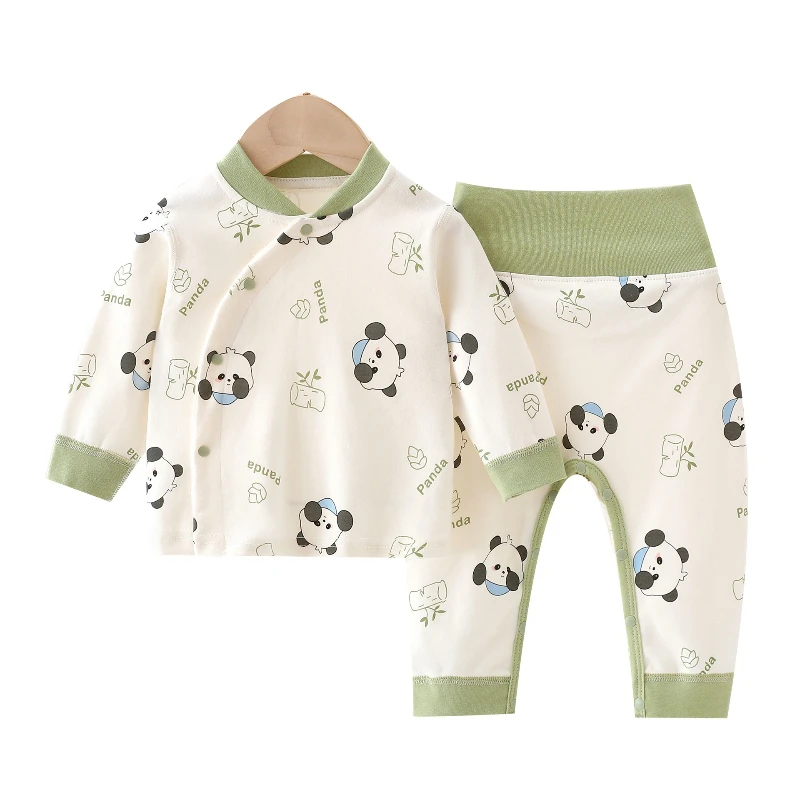 Conjunto separado de algodón Unisex para bebé, otoño e invierno, cintura alta, protección del vientre, traje cálido de dos piezas para Halloween y exteriores