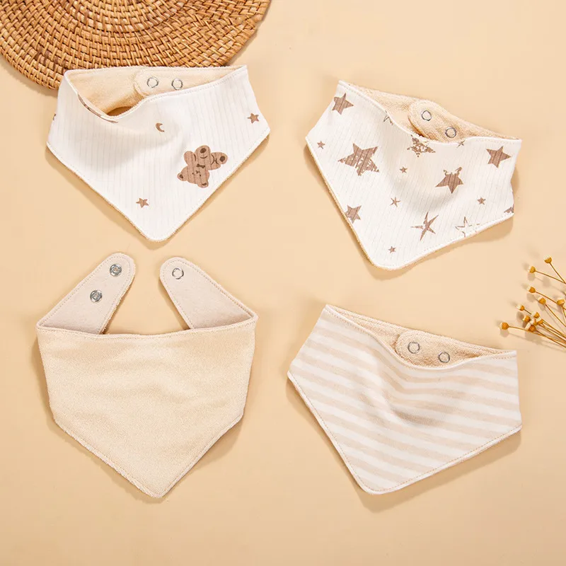 Babero de felpa de algodón puro para bebé, botones ajustables de dibujos animados, paños para eructar para alimentación de recién nacido, toalla para Saliva, Baberos de alimentación para bebés y niñas, 1 ud. - imagen 4