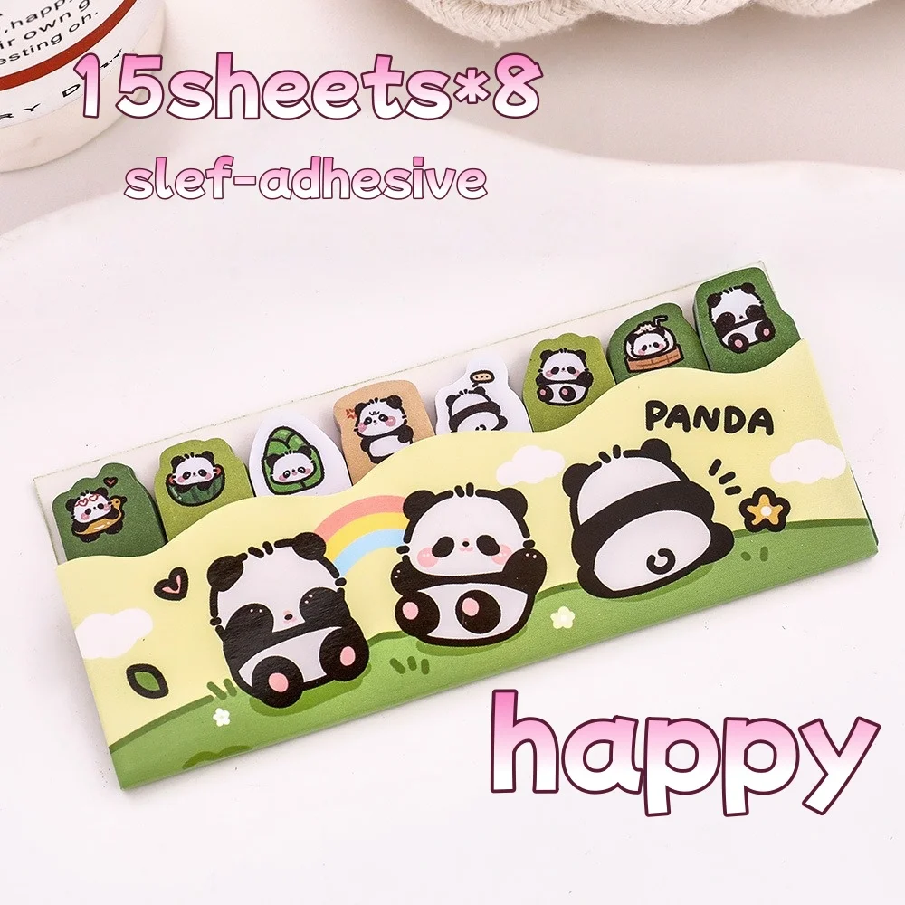 120/480 hojas de etiquetas adhesivas, papel para notas, pegatina de índice de Panda bonito para estudiantes, papelería, pegatinas de regalo, oficina creativa - imagen 3