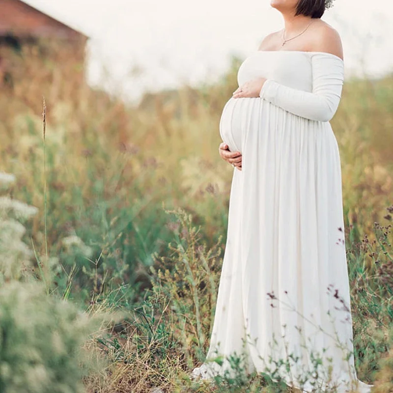 Vestido largo premamá sin tirantes para fotos de embarazo verano - imagen 5