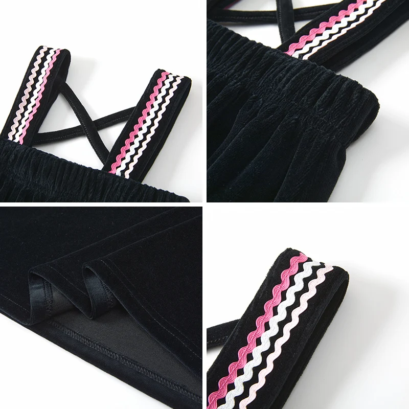 Colección de otoño para niños, ropa familiar a juego shabbos roabs, vestido tipo jersey para niñas y conjunto de 2 uds de top y pantalones de terciopelo negro - imagen 5