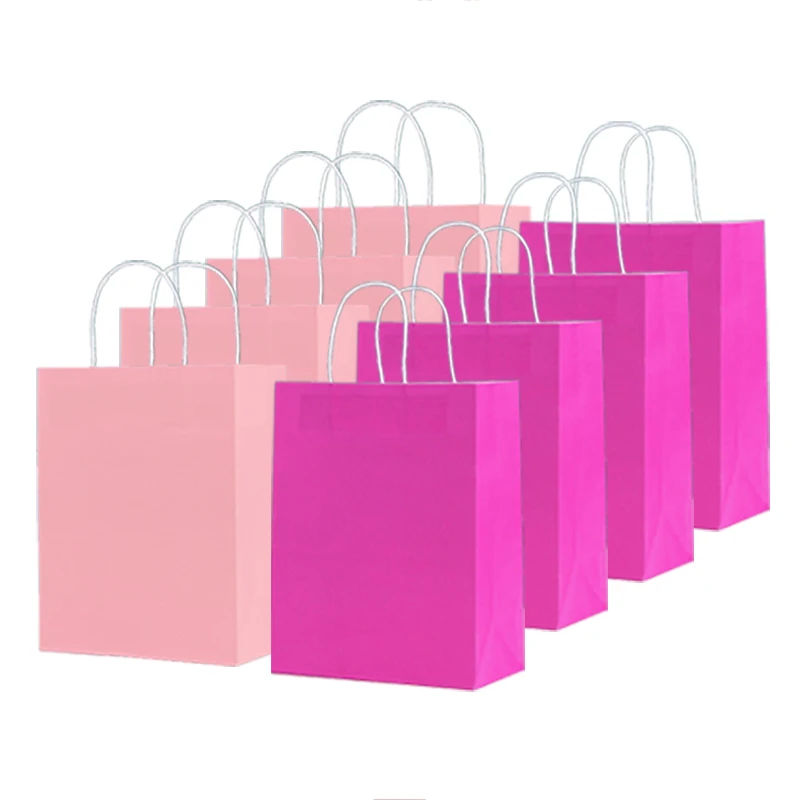  Bolsas de papel de mano, bolsas de compras de papel Kraft, bolsa de dulces de regalo, decoración para fiesta de boda, Festival de colores, regalo TMZ, 6/12/24 Uds.