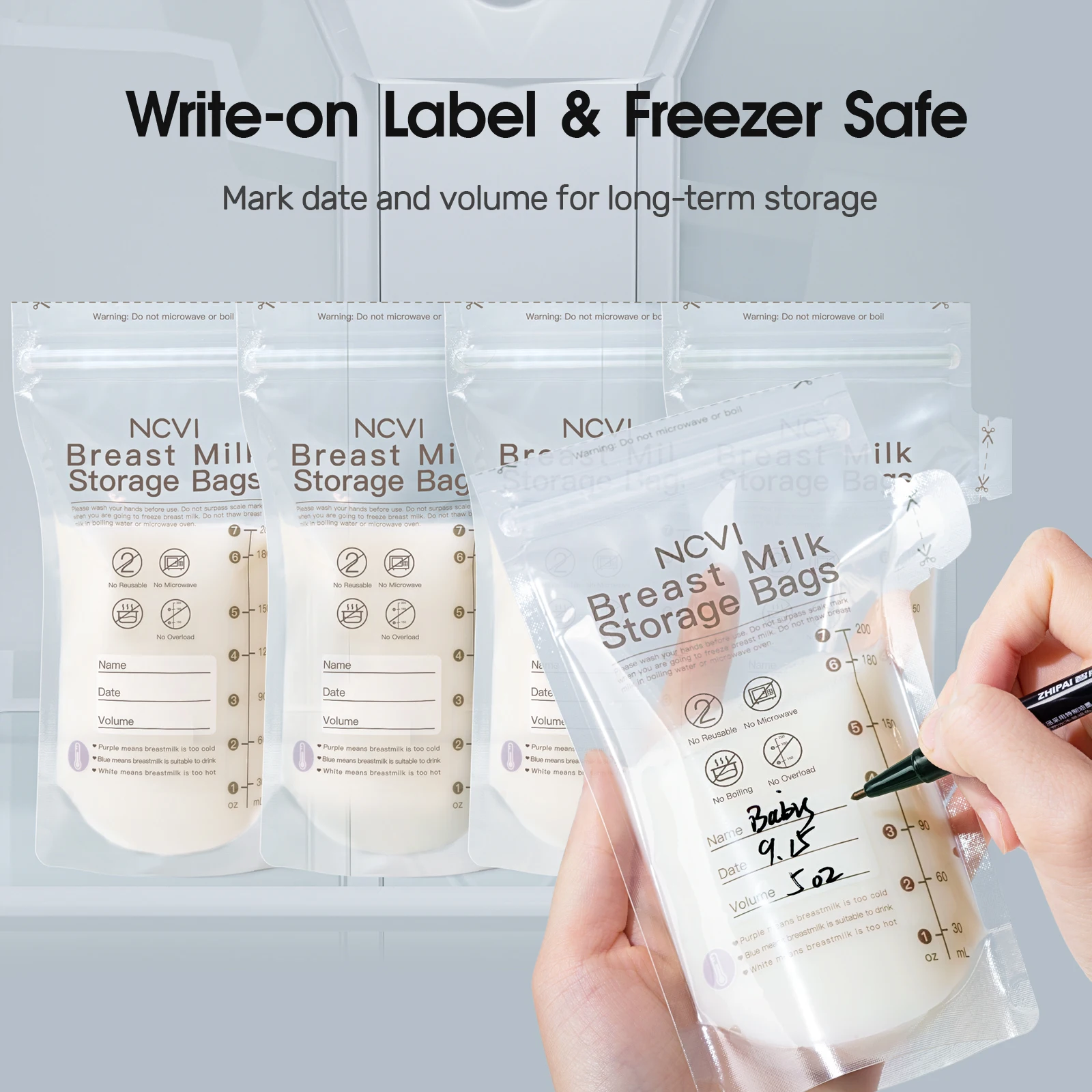 NCVI Bolsas para congelar leche materna con sensor de temperatura - imagen 5