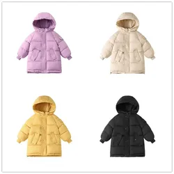 Nuevas chaquetas largas para niños, abrigos Parka gruesos y cálidos para adolescentes, abrigos Parka acolchados de algodón para niños y niñas, ropa grande para niños