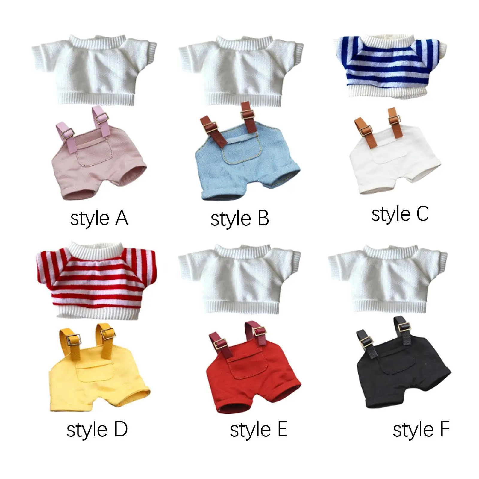 Plush Doll Clothes for 15cm 17cm Doll Pretend Play Cute Doll Clothes Doll Outfit Toy Clothing Accessories for Pendant Doll Kids