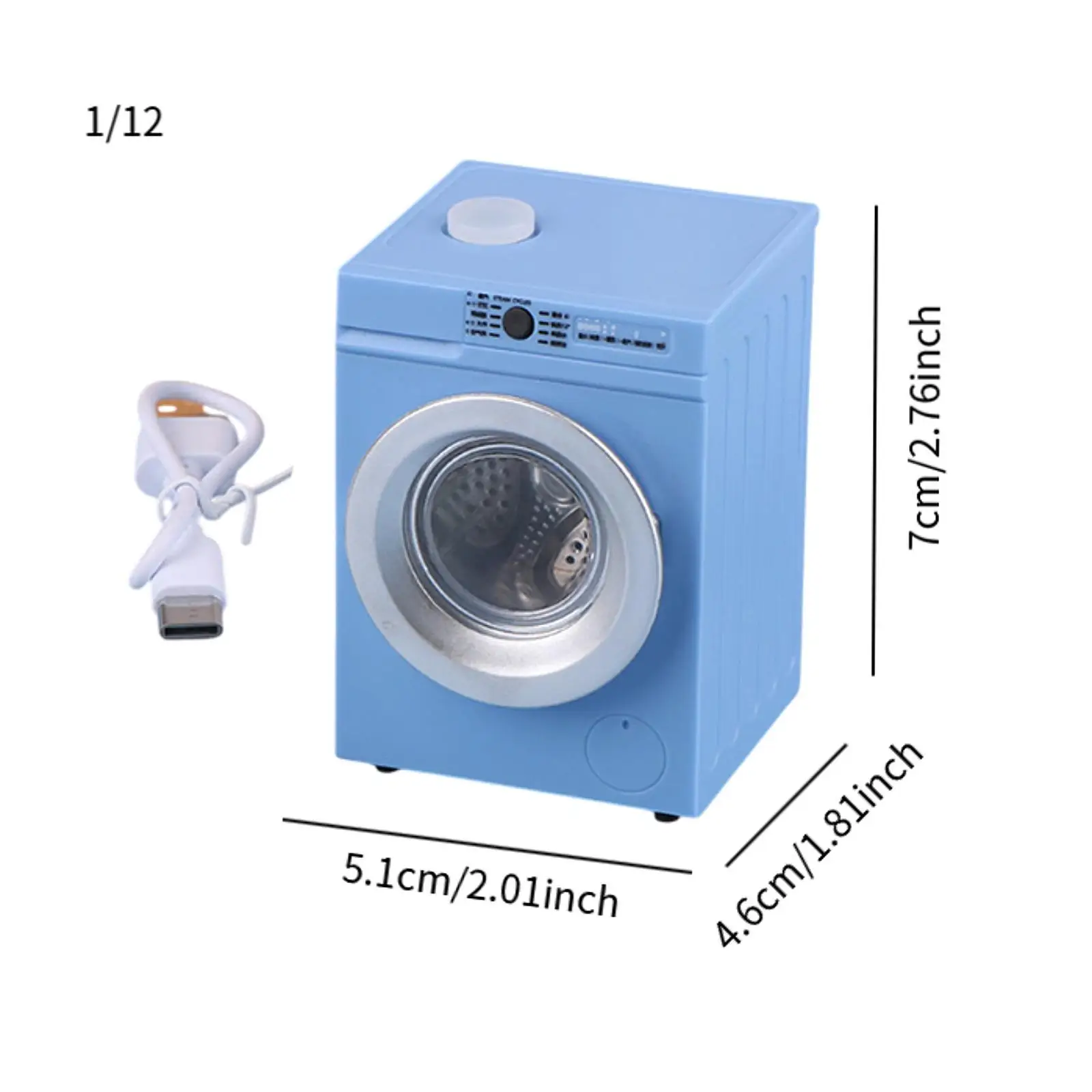 1:12 Scale Dollhouse Washing Machine Doll Accessories Decoration for Bedroom