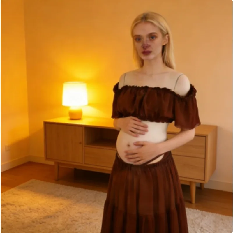 Vestido gasa hombros descubiertos para baby shower y lactancia - imagen 2