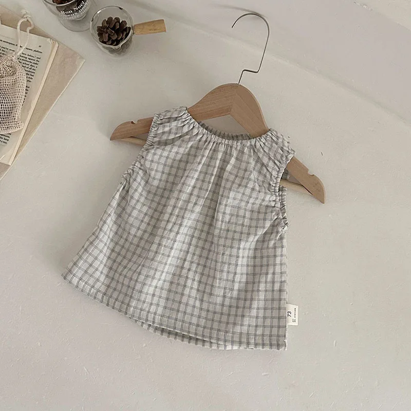 MILANCEL Conjunto verano bebé top sin mangas cuadros y pantalón corto - imagen 4