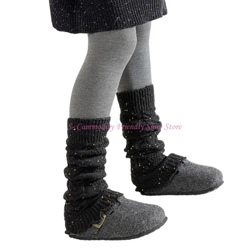 85AE Calentadores piernas suaves Decoración brillante Calcetines elásticos estilo apilado para niñas brillantes - imagen 4