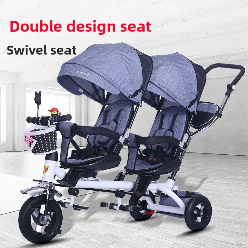Triciclo doble para niños con diseño plegable y ruedas silenciosas - imagen 2