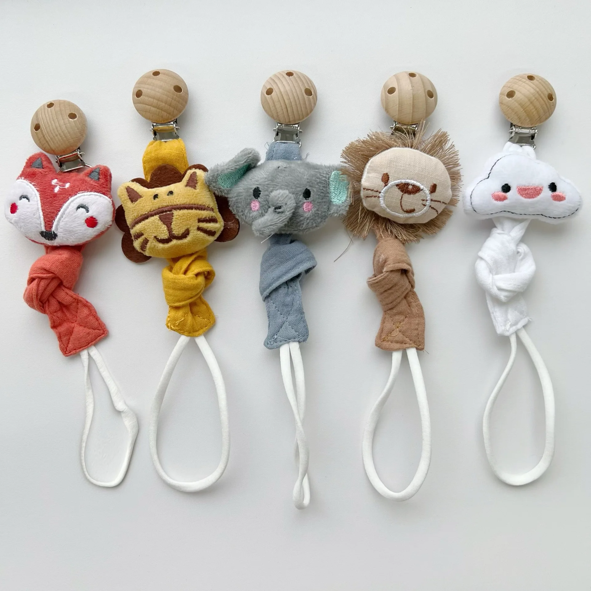 Clips de cadena para chupete de bebé de dibujos animados, soportes de cadena anticaída, Clips de dentición de animales Kawaii, juguetes mordedores, correa para chupete - imagen 2