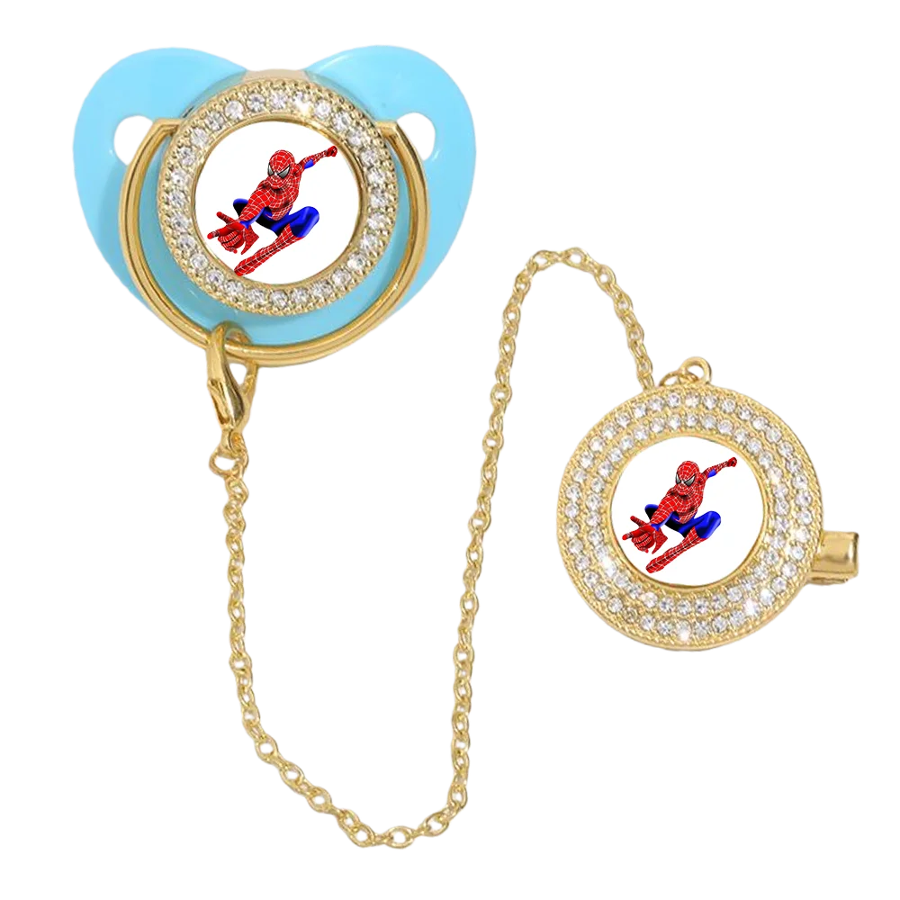 Nueva lujosa funda con clip de cadena para chupete para bebés, exclusiva para masticar y tocar la boca, tetina de silicona con estampado de anime para bebé - imagen 3