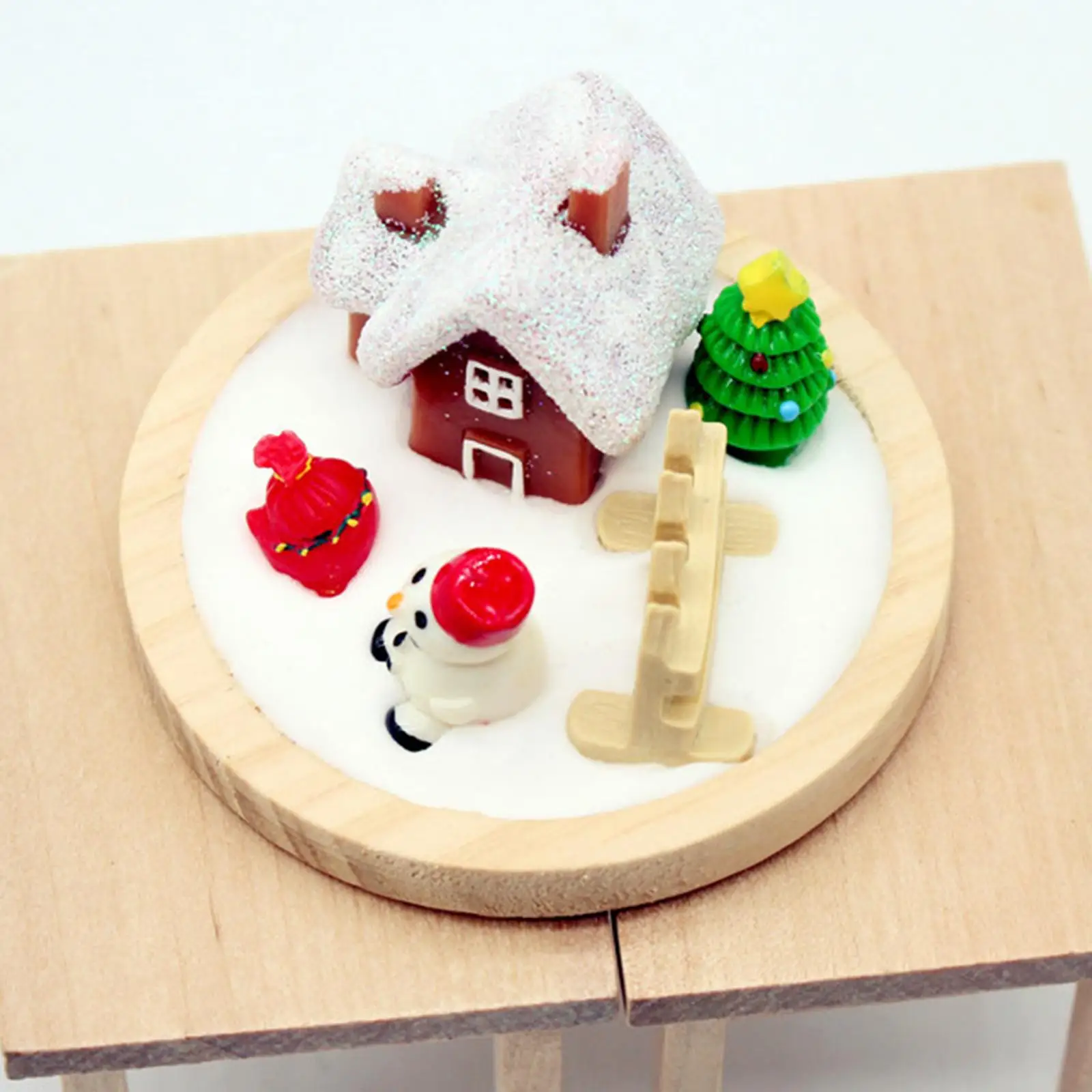 Pequeña casa de nieve navideña, Mini casa de Villa de nieve, regalos de Navidad, escena, decoración del hogar, decoración para casa de muñecas, dormitorio, sala de estar, 1/6 - imagen 3