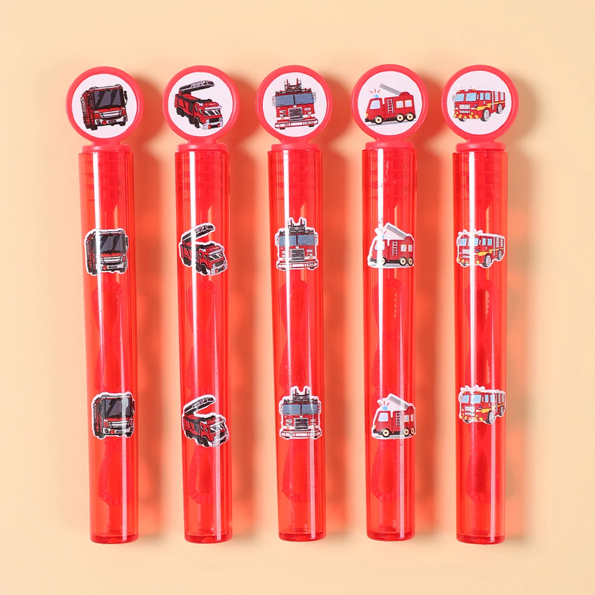 Varita de burbujas roja para camión de bomberos, decoración para fiesta de cumpleaños, recuerdos para niños, botella de burbujas, decoraciones para fiesta de bienvenida de bebé, construcción de boda, 10/20 piezas