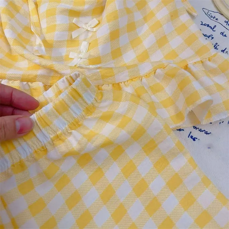 Conjunto verano niña tirantes lazo falda cuadros princesa traje dulce - imagen 5