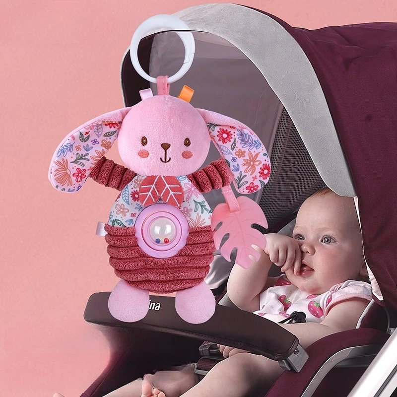 Juguete colgante rosa para bebé – Cuna, coche y entrenamiento auditivo - imagen 2