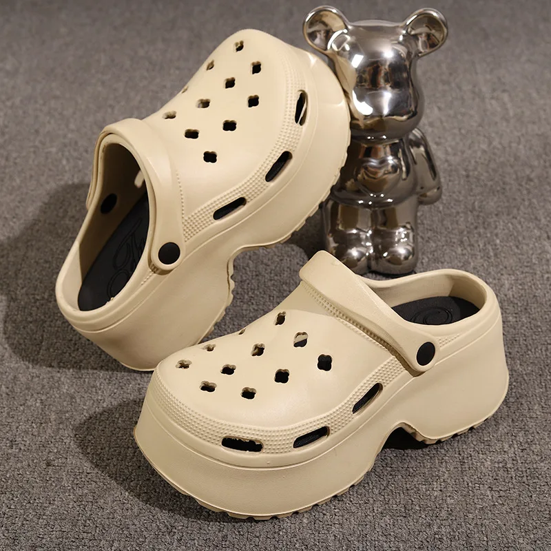 2025 nuevas lindas zapatillas de plataforma con lazo DIY para mujer, zapatos de jardín de verano, sandalias de calle de interior de suela gruesa para niñas, zuecos de moda - imagen 4