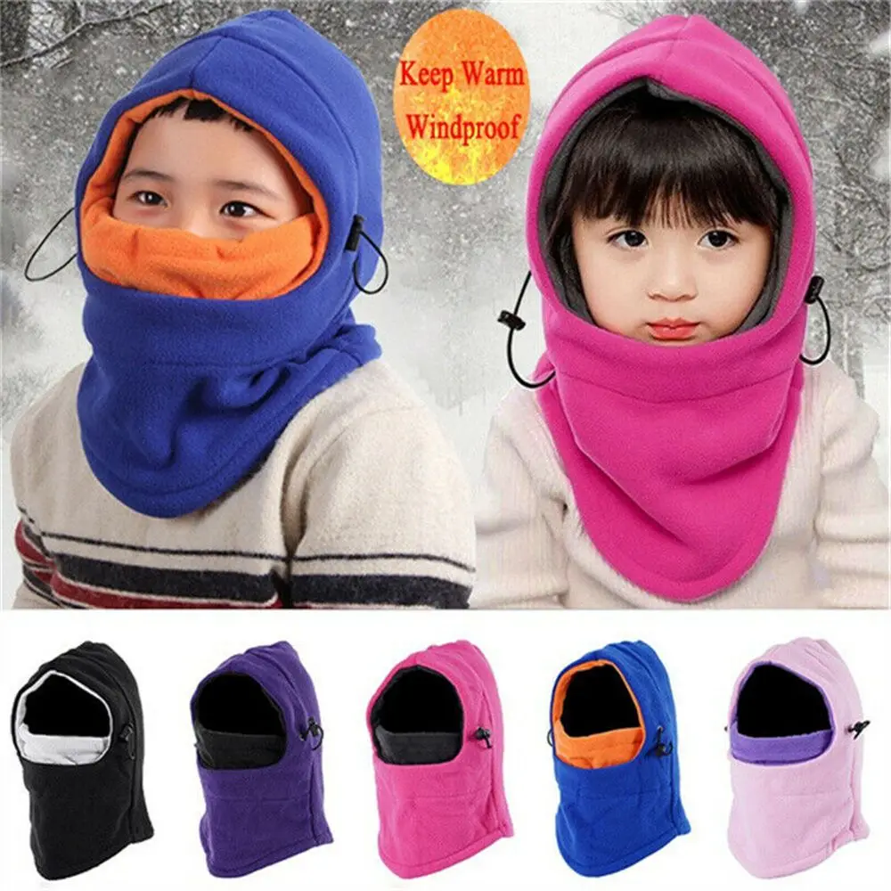 Winter Fleece Neck Warm Full Face Balaclava Hat Ski Mask Hood Cap Children Cap - imagen 3