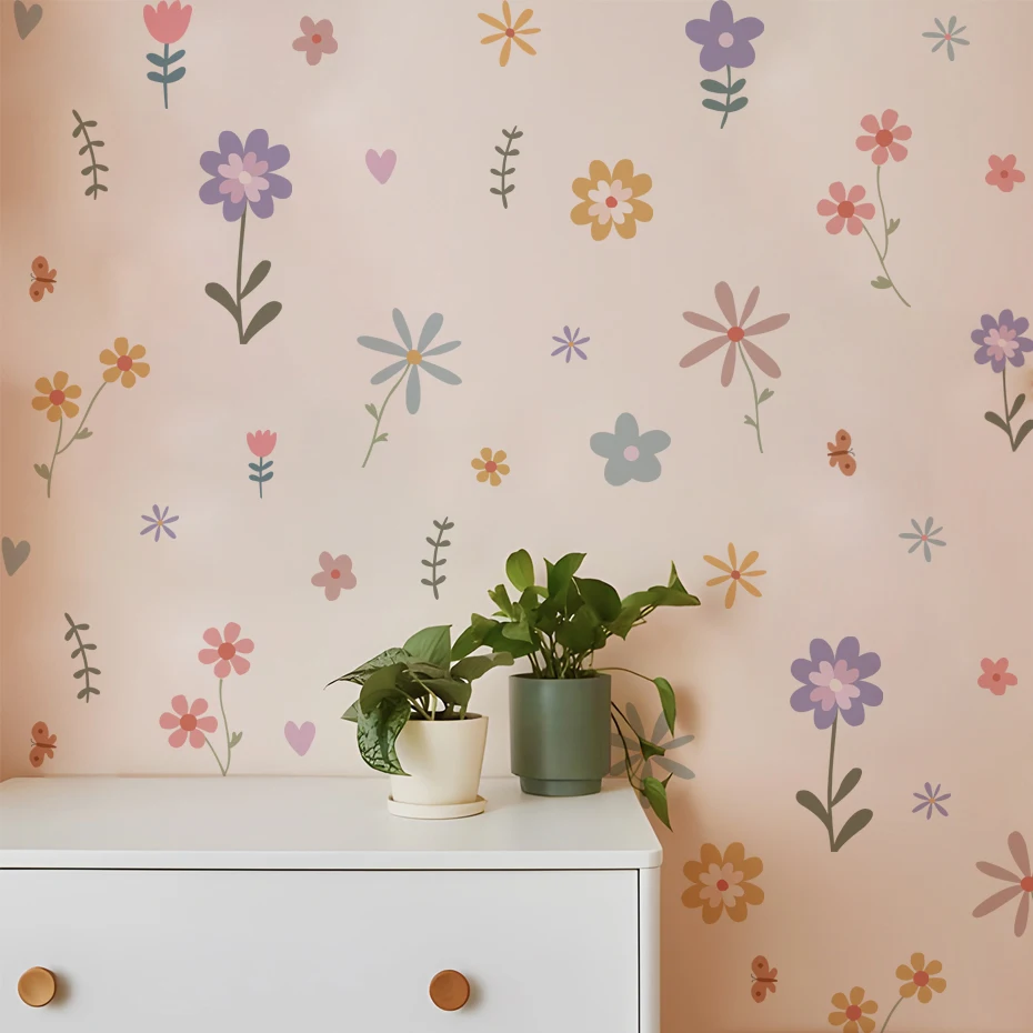 Pegatinas de pared flores para habitación infantil – Vinilos guardería - imagen 4