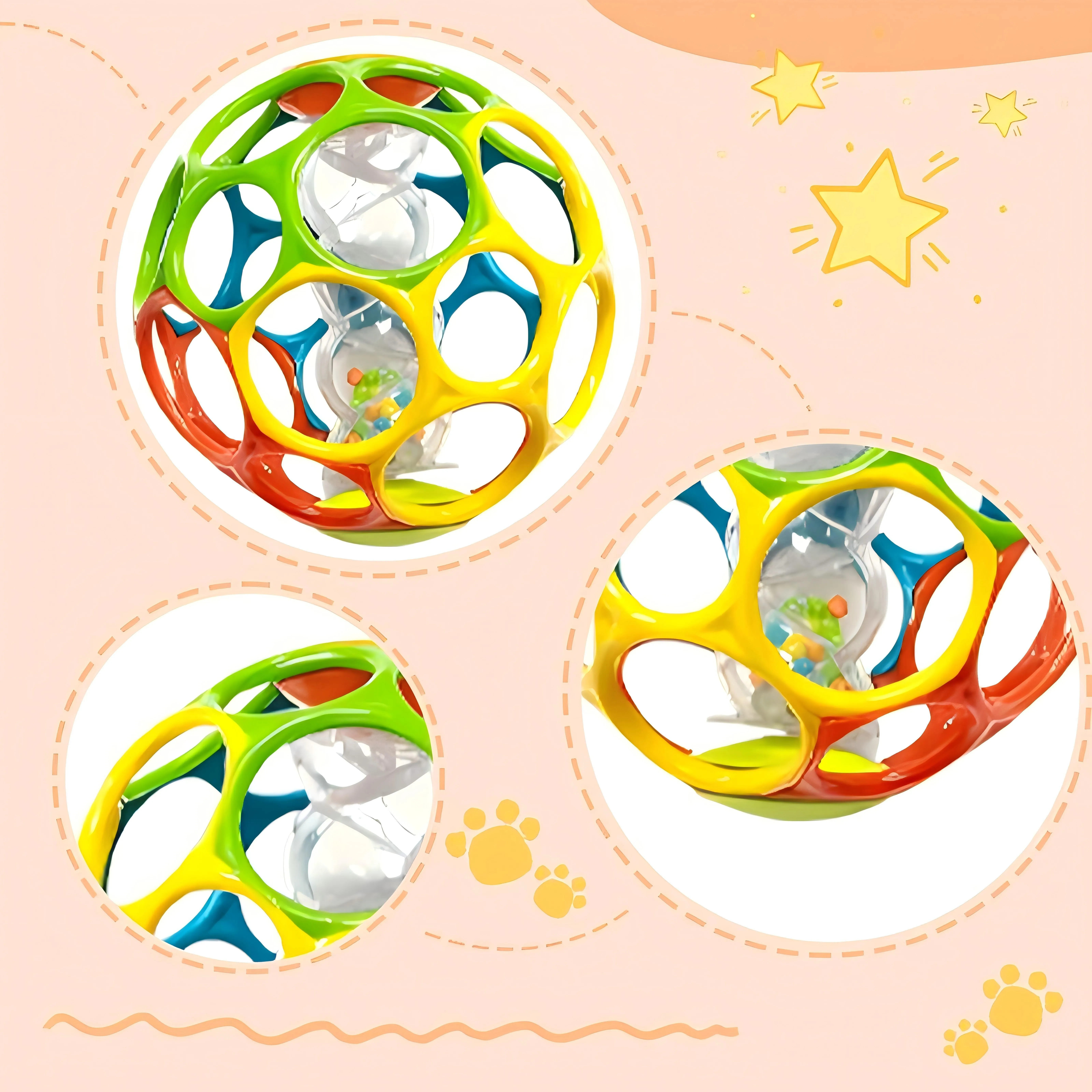 Bola de agarre de mano con agarre para bebé, combinación de 4 colores, diseño recortado para mejorar el agarre y la flexibilidad, regalo ideal para vacaciones - imagen 3