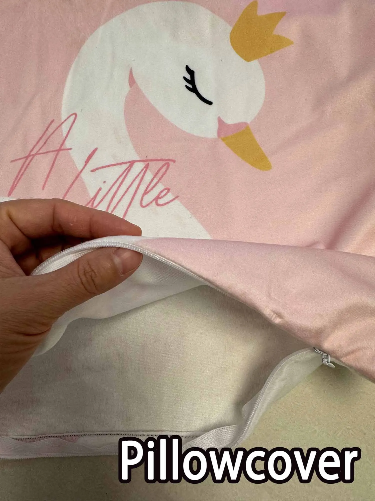 LVYZIHO-juego de sábanas de cuna de cisne rosa, juego de cama con nombre personalizado, regalo para Baby Shower - imagen 5