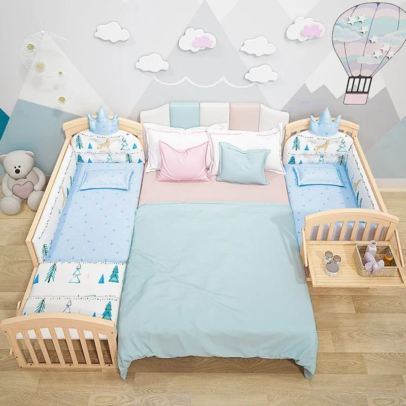 Cuna de madera multifuncional, cama de bebé de madera maciza, 0 pintura, cuna ecológica, cama grande móvil para recién nacidos y niños - imagen 2