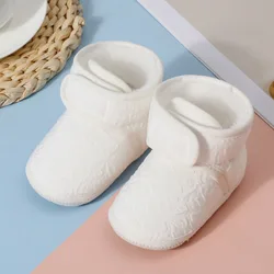 Zapatos de andador para bebé, calcetines antideslizantes para bebé, botines de invierno suaves y cálidos para bebé, zapatos de nieve de Color sólido para niñas y niños pequeños
