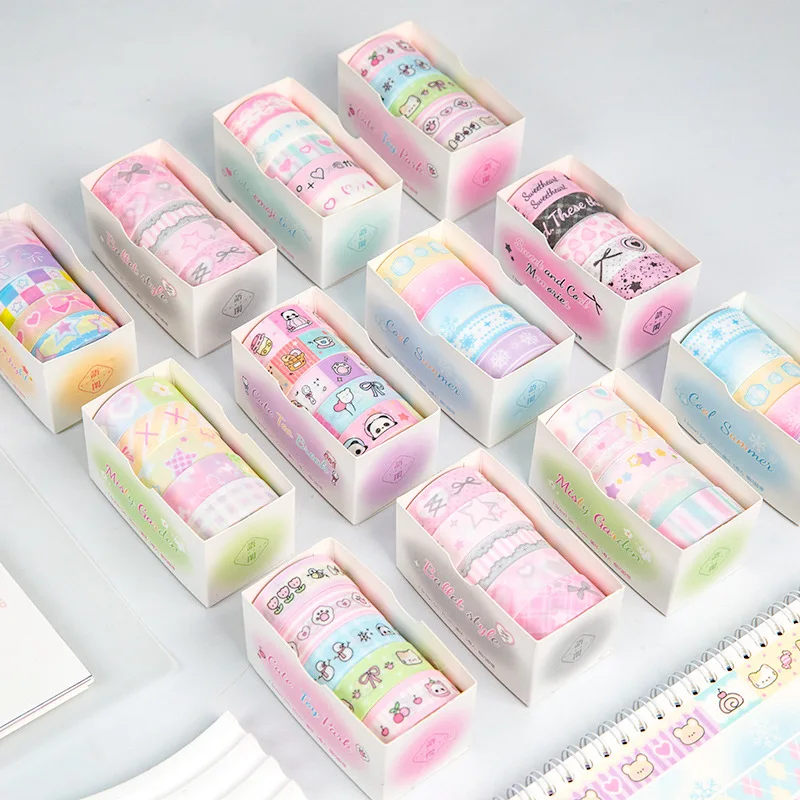 5 rollos/juego de cintas Washi de destello fino coreano, venta de sueños, pegatinas de galaxia para chica, manual, pegatinas de bucle de Material DIY - imagen 2