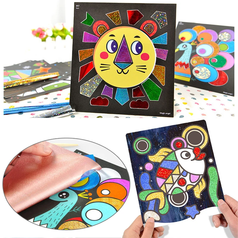 Pintura mágica pegatinas de arte pintura Festival fiesta favores transferencia pegatina dibujos animados coloridos regalos de cumpleaños para niño niña TMZ