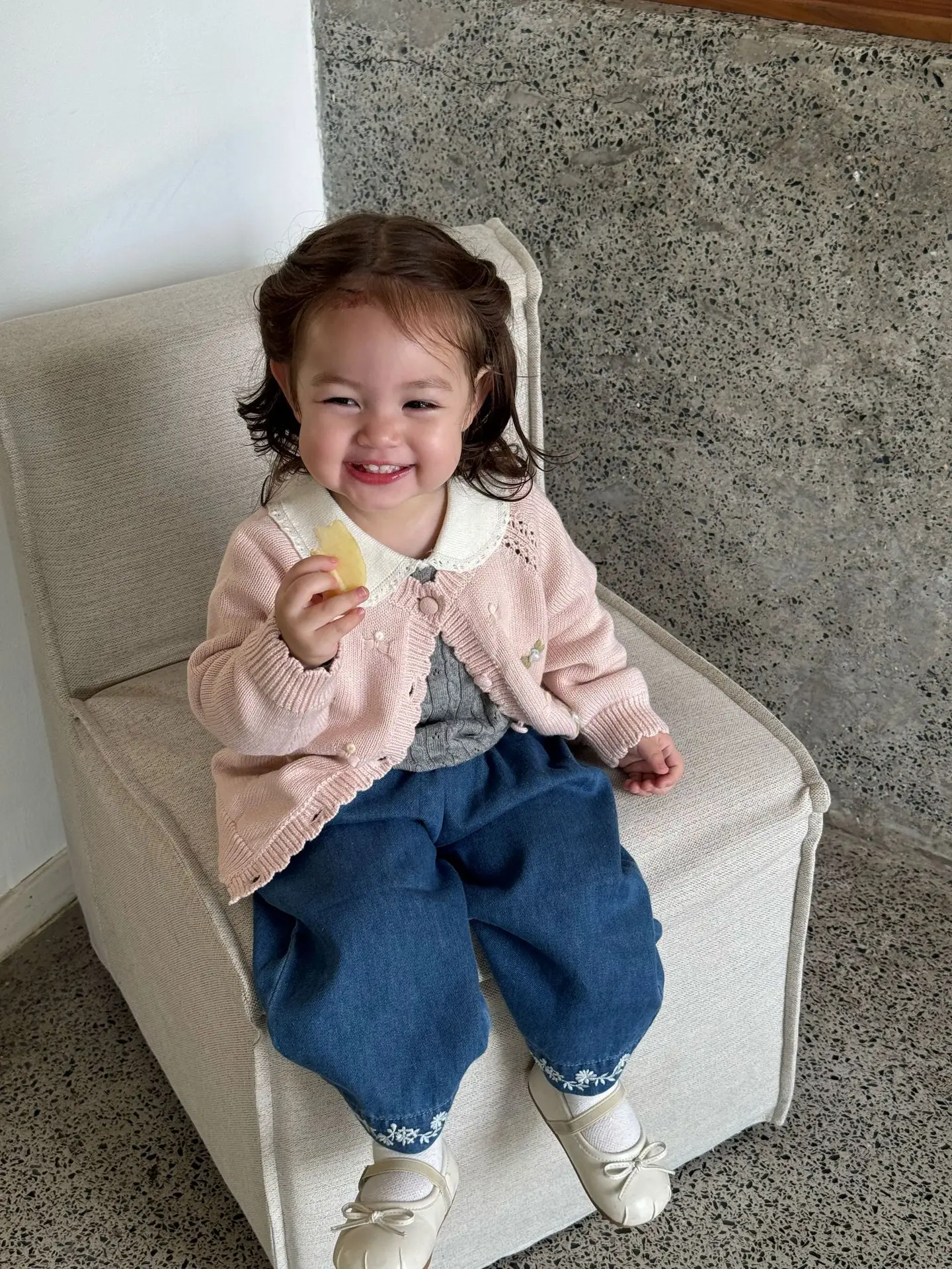 Ropa para niñas de 9 a 4 años, suéteres calados para niñas, cárdigans de punto de un solo pecho, prendas de punto bordadas - imagen 4