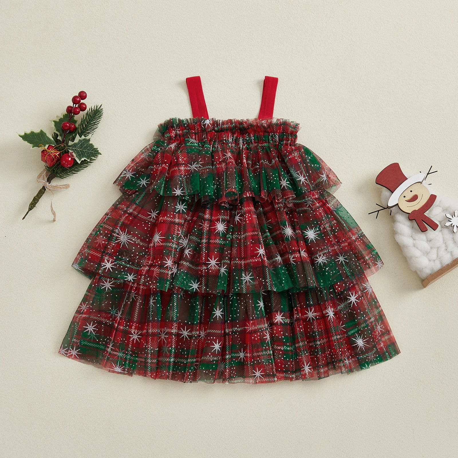 Tregren vestido Navidad tul estampado bastón sin mangas niña - imagen 3