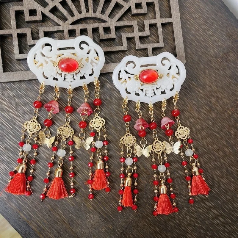 Pinza para el pelo para niños de estilo antiguo de Año Nuevo, estilo chino con borla roja, perfecta para looks, un accesorio festivo imprescindible para el cabello para niños - imagen 5